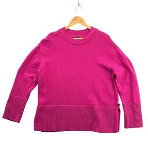 Gap Hot Pink Fuschia 100% Cotton Crewneck Knit Sweater Women Large